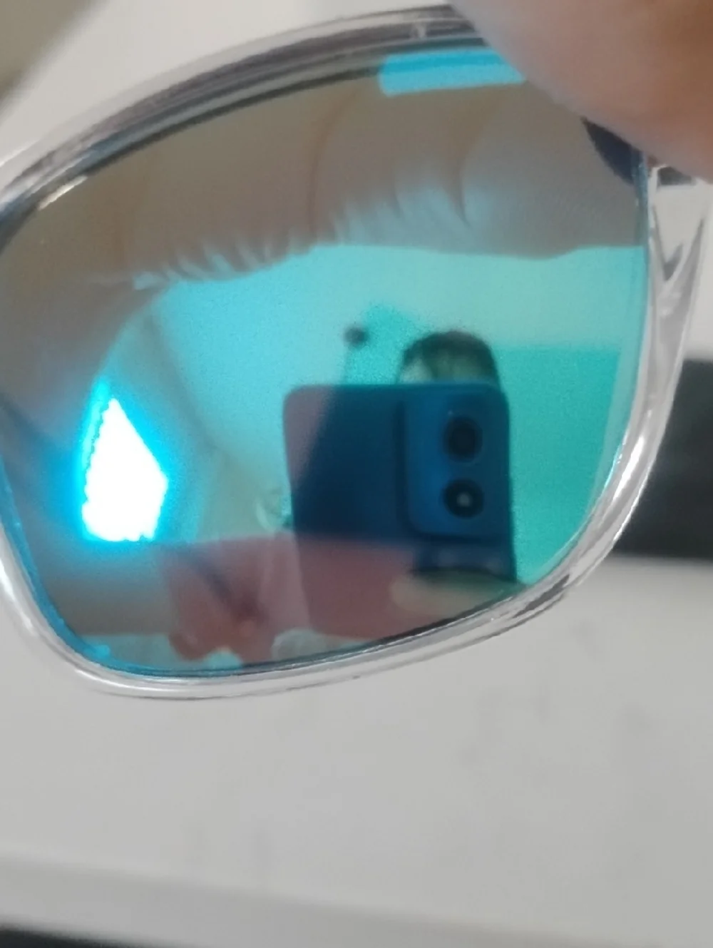 Oakley Clear Frame Holbrook Sunglasses with Blue Mirrored Lenses - Picture 7 of 12